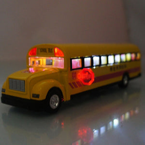 1:32 Scale Alloy Pull Back Car Model School Bus Model Toy 2 Open Doors with Sound Light for Kids Toy