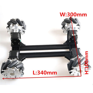 100mm Mecanum Omni Wheel High Power Metal RC Robot Tank Chassis Kit + Wireless Controller 4pcs 42-Stepper Motor DIY For Arduino