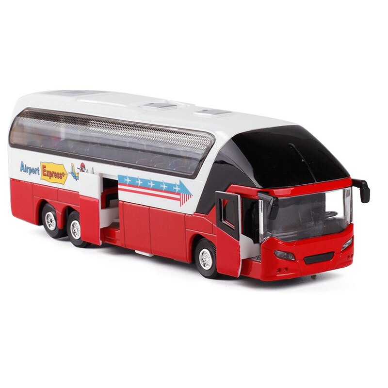 1:32 Alloy Car Models,High Simulation Tour Bus, Metal Diecasts, Toy Vehicles, Pull Back & Flashing & Musical,Christmas Gifts