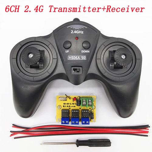6CH 2.4G Remote Controller DC 6V-15V Large Power Transmitter Receiver Radio System for DIY RC Boat Cars 50M Wireless Controlling
