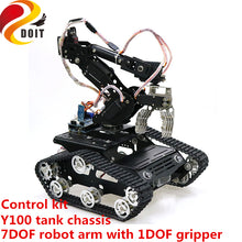 SZDOIT Wifi/Bluetooth/Handle Control Full Metal 8DOF Vehicle Robot Mobile Platform 8-Axis Robotic Arm with Gripper for Arduino