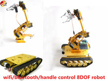 SZDOIT Wifi/Bluetooth/Handle Control 8DOF Vehicle Robot 8-Axis Robot Arm with Gripper +TS100 Tank Chassis Kit Servos for Arduino