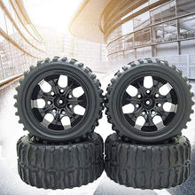 12mm Hub Wheel Rim and Tires 1:10 Off-Road RC Car Buggy Tyre with Foam Inserts Black Pack of 4