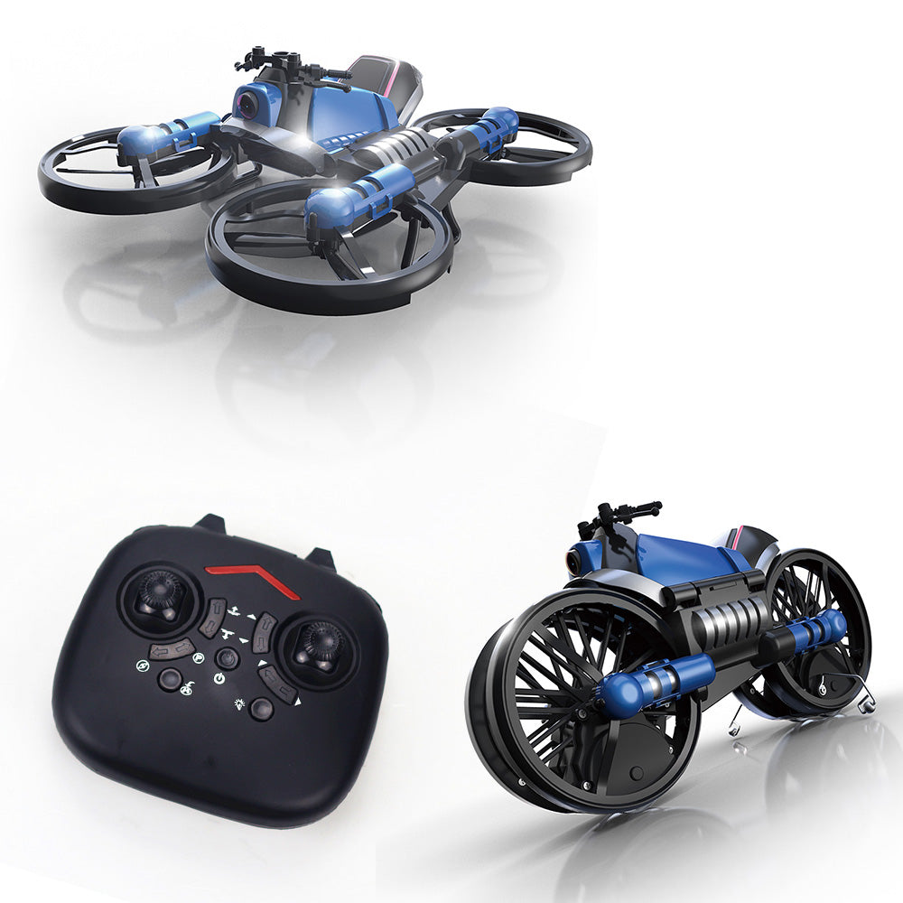 2-In-1 2.4G Remote Control Deformation Motorcycle Folding Quadcopter With Land And Air Dual Modes Model Educational Toy For Kids