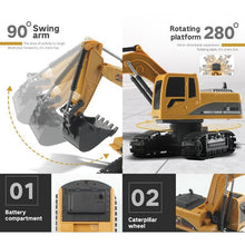 Remote Control Excavator 1:24 RC Car Four-Wheel Drive 6-Channel Light One-click Demonstration Of Children's Educational Toys