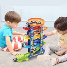 Ramp Race Track and 6 Mini Inertia Car Sliding Toy Vehicel and Train Baby Toddler Motor Skill Developmental Kids Gift