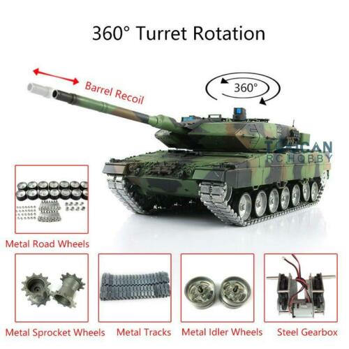 Henglong 1/16 6.0 Customized Leopard2A6 RC Tank 3889 Metal Tracks FPV Recoil TH16211