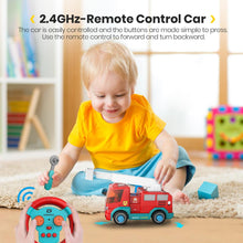 DEERC RC Cars Fire Truck Music DIY Disassembly Toys Tool Cars Remote Control Trucks Set for Children Boys Kids Assemble