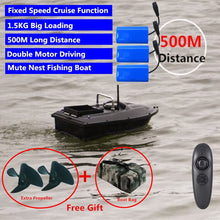 New Function Fixed Speed Cruise Remote Control Fishing Finder Boat 1.5KG 500M Dual Night Light Lure Fishing Smart RC Bait Boat