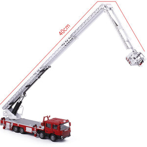 1:50 Alloy Engineering Vehicles,High Simulation Fire Truck,Fire Ladder,Climbing Car,Children's Educational Toys