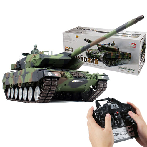 1:16 German Leopard 2A6 Main Battle Tank 2.4G Remote Control Model Military Tank Sound Smoke Shooting Effect Metal Ultimate