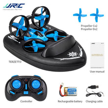 Upgraded H36 JJRC H36F Terzetto 1/20 2.4G 3 In 1 Blue RC Vehicle Flying Drone Land Driving Boat Quadcopter RTR Model VS E016F