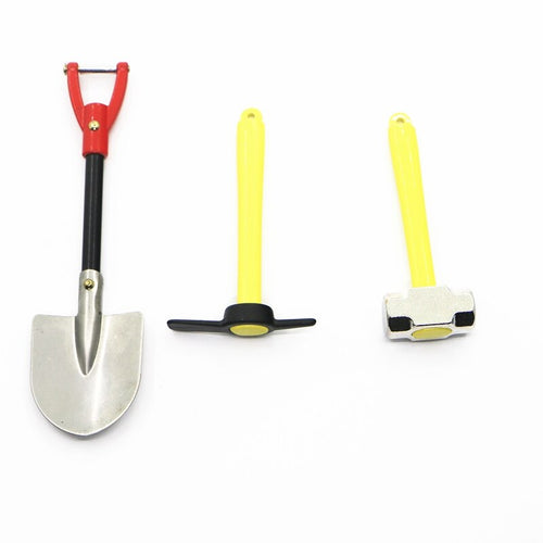 Set Of Three Model Car Simulation Hoes Metal Mini Toeing Hammer Shovel For 1:10 Trx 4 90046 Jkmax D90 Rc Climbing Car Decoration