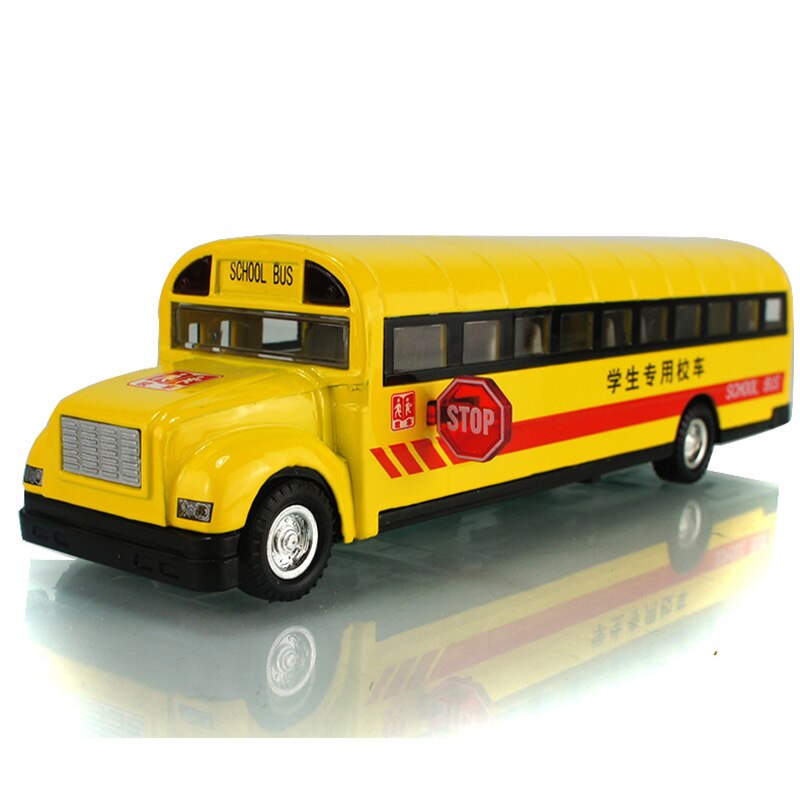 1:32 Scale Alloy Pull Back Car Model School Bus Model Toy 2 Open Doors with Sound Light for Kids Toy
