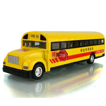 1:32 Scale Alloy Pull Back Car Model School Bus Model Toy 2 Open Doors with Sound Light for Kids Toy
