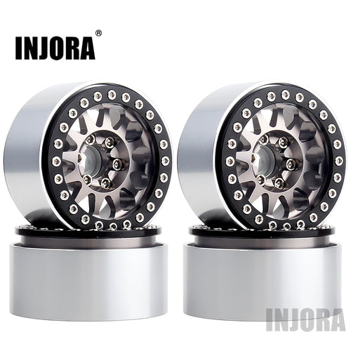 INJORA 4PCS Metal 1.9 Beadlock Wheel Rim 12-Spoke Wheel Hub for 1:10 RC Crawler Axial SCX10 II 90046 Traxxas TRX-4 Tamiya MST