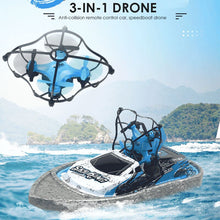 GW123 Mini 3-In-1 Triphibian Vehicle Drone Boat Car Air Water Land 3 Mode RC Quadcopter Pocket Dron Aircraft Foldable Toys Kid