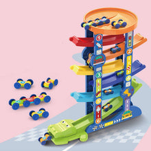 Ramp Race Track and 6 Mini Inertia Car Sliding Toy Vehicel and Train Baby Toddler Motor Skill Developmental Kids Gift