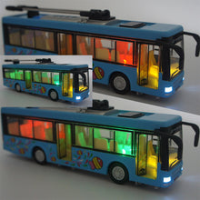 Kids Toys Alloy Sightseeing Bus Model 1/32 Trolley Bus Diecast Tram Bus Vehicles Car Toy with Light & Sound Collections