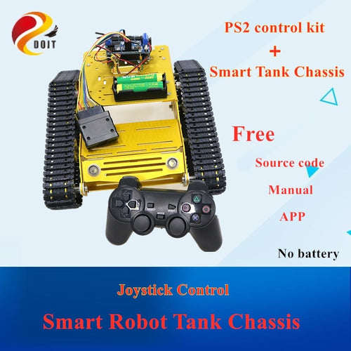 PS2 Joystick Control Smart Robot Tank Chassis with Dual DC 12V Motor+UNO Board+Motor Driver Board for DIY Project Y100