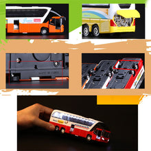 1:32 Alloy Car Models,High Simulation Tour Bus, Metal Diecasts, Toy Vehicles, Pull Back & Flashing & Musical,Christmas Gifts