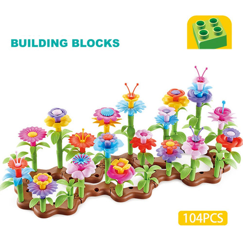 104pcs DIY Flower Garden Building Blocks Floral Arrangement Assembly Toys Model Building Kits Girls Kids Christmas Gift