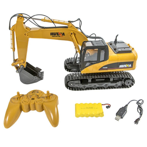 RCtown HuiNa Toys 1550 15Channel 2.4G 1/14 RC Car 680 Degree Rotation Metal Excavator Cool Sound/Light Effect Truck