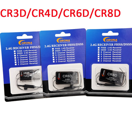 Corona CR3D/CR4D/CR6D/CR8D 2.4Ghz 3CH ~ 8CH Receiver (V2 DSSS) compatible with CT8Z/CT8J/CT8F for RC air plane fix wing drones