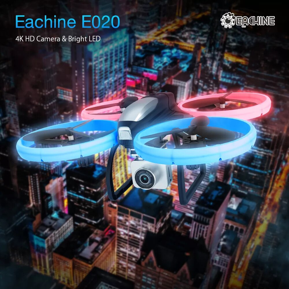 Eachine E020 LED WIFI FPV With 4K/1080P HD Wide Angle Camera Altitude Hold Mode Connected APP RC Drone Quadcopter RTF