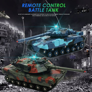 1:24 2PCS Rc Battle Tank Fight Crawler Chariot Train Simulation Interest Outdoor 180 Cannon Rotation Sweep Collection Multicolor
