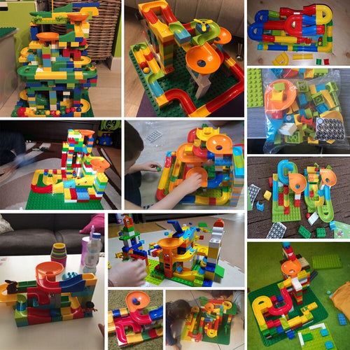 Building Blocks Kit DIY Plastic Marble Race Run Maze Track Funnel Slide Assemble Blocks Toy Education Toys for kids Gift