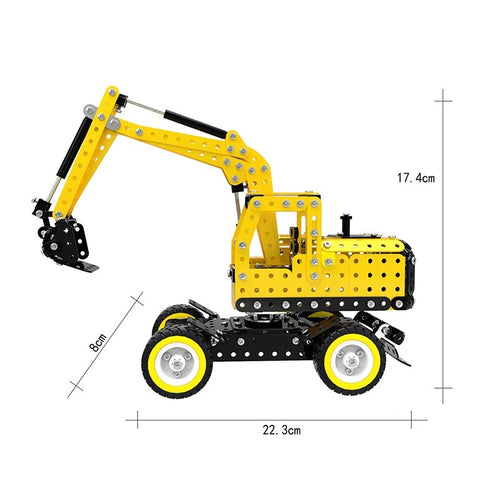 502PCS Construction Model Kit Assembled Excavator Building Block Kit Toys 3D Self-Assembly Metal Model Kit Gift for Children and