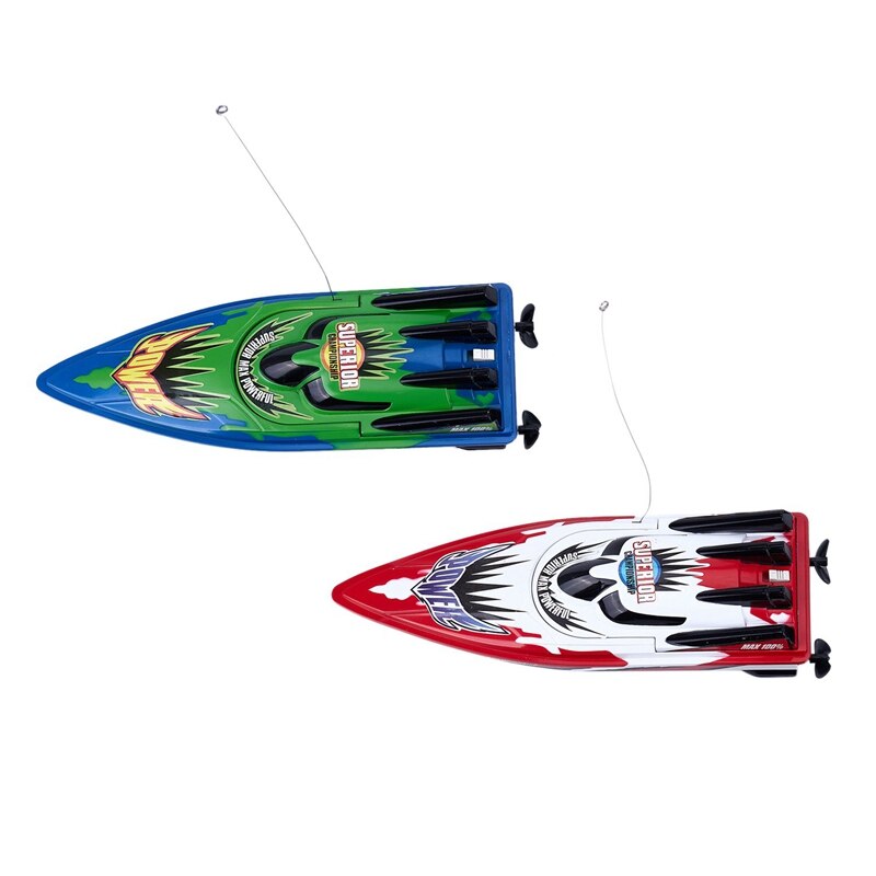 2 Pcs RC Boat Radio Remote Control Twin Motor High Speed Boat RC Racing Toy Gift for Kids Eu Plug, Green & Red