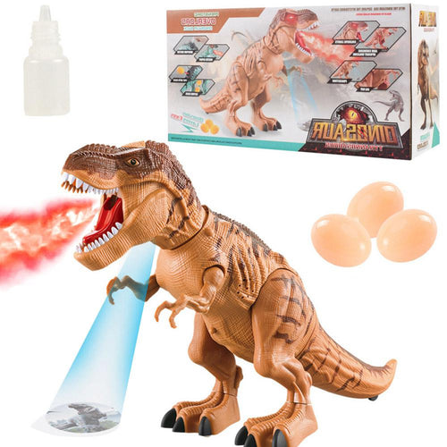 Electric Dinosaur Tyrannosaurus Rex Animal Electronic Walking Lay Eggs Animals Toy Music Light Spray Toys for Kids Gifts