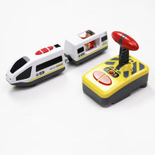 Electric RC Train Set Remote Control Toys Connected with Wooden Railway Car Tracks Birhtday Christmas Gift for Children