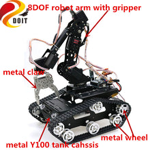 SZDOIT Wifi/Bluetooth/Handle Control Full Metal 8DOF Vehicle Robot Mobile Platform 8-Axis Robotic Arm with Gripper for Arduino