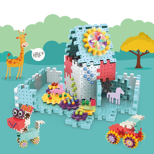 Kids Plastic 3D Gears Building Blocks Kits DIY Bricks Assembly Educational Toys for Development Creative Toy For Boys Girls