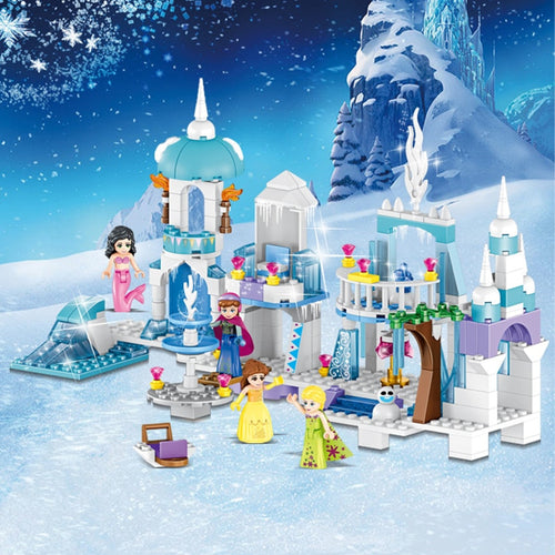4 In 1 Princess Mermaid Elsa Anna Ice Castle Model Building Blocks Kit Toys Compatible with Legoinglys Friends Girl Kids Gifts