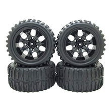 12mm Hub Wheel Rim and Tires 1:10 Off-Road RC Car Buggy Tyre with Foam Inserts Black Pack of 4