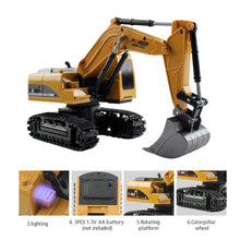 Remote Control Excavator 1:24 RC Car Four-Wheel Drive 6-Channel Light One-click Demonstration Of Children's Educational Toys