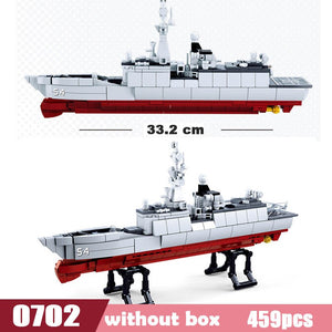 Navy Battle Ship Aircrafted Carrier ruiser Military Submarine Naval Destroyer Warship Model Building Block Legoingl Toys For Kid