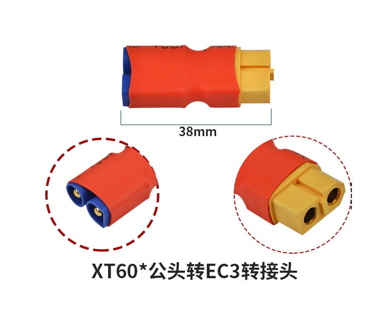 1 Pcs EC3 male Plug to XT60 Male Plug Connector for RC Model Drone Adapter Wirings Spare Parts