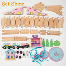 Electric Train Toy Blocks Rails Train Wood Model Railway Wooden Trains Building Blocks Track Magic RC Trains Set Wooden Railway