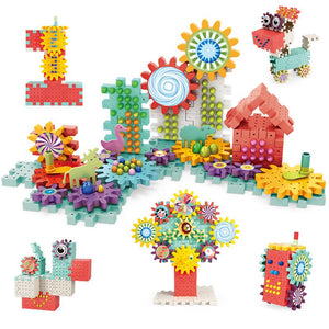 168-368pcs Gears Building Blocks Toys Sets Baby DIY Mushroom Nails Toys Kits 3D Model Assemble Blocks Toys For Children Gifts