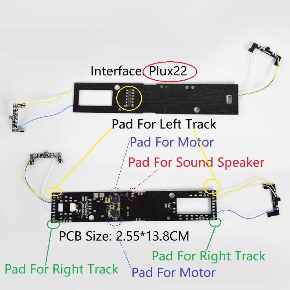 DCC Adapter Board for Locomotive to Upgrade to with sound and light digitization to dcc train build with Plux22 Interface 860055
