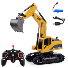 RC Cars Remote Control Toys 1:24 ,6 Channels 2.4G Metal Excavator Charging Simulation Yellow metal+ABS Transmitter Mini Gift Toy