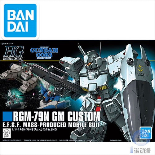 Original Japaness Gundam Model HG 1/144 RGM-79N GM Custom Mobile Suit Kids Toys