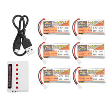 6PCS ZOP POWER 3.7V 600mAh 30C 1S Lipo Battery White Plug With Charger
