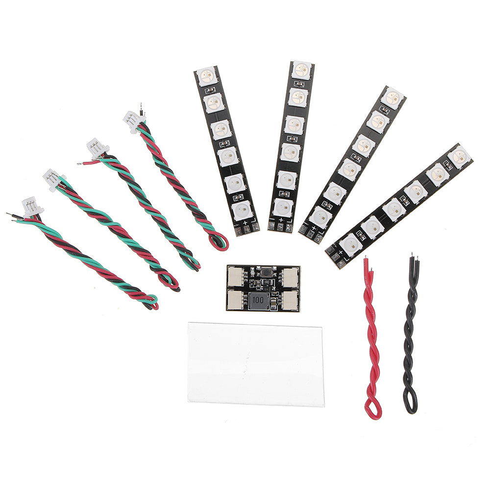 4 PCS WS2812 LED Strip Light 2-6S 7 Color Switchable with LED Controller Board for RC Drone