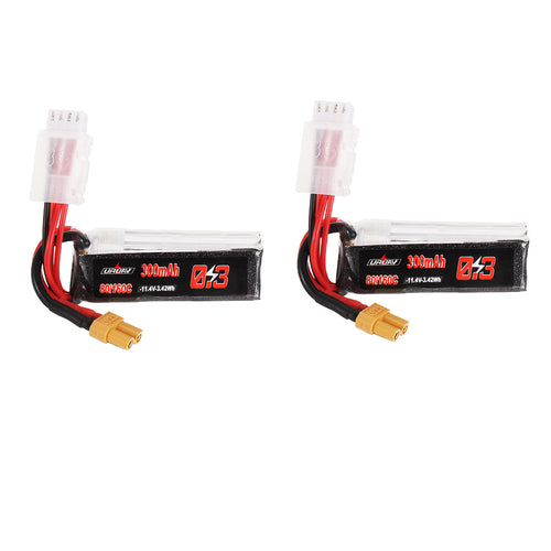 2Pcs URUAV 11.4V 300mAh 80C/160C 3S Lipo Battery XT30 Plug for FPV RC Drone